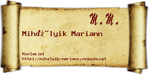 Mihályik Mariann névjegykártya